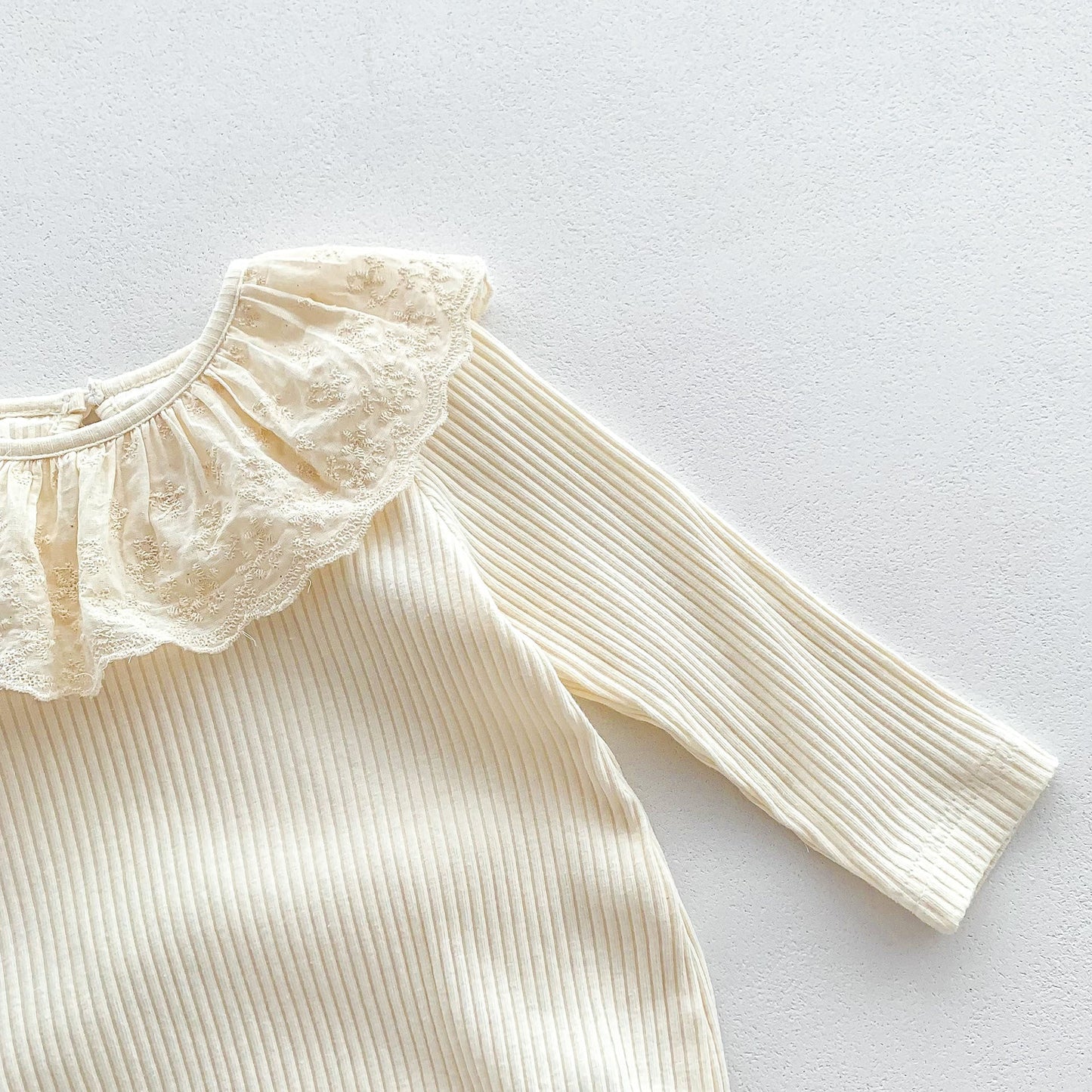 Spring and Autumn New Arrival Baby Girls Long Sleeves Floral Embroidery Pattern Collar Base Layer Onesie-2
