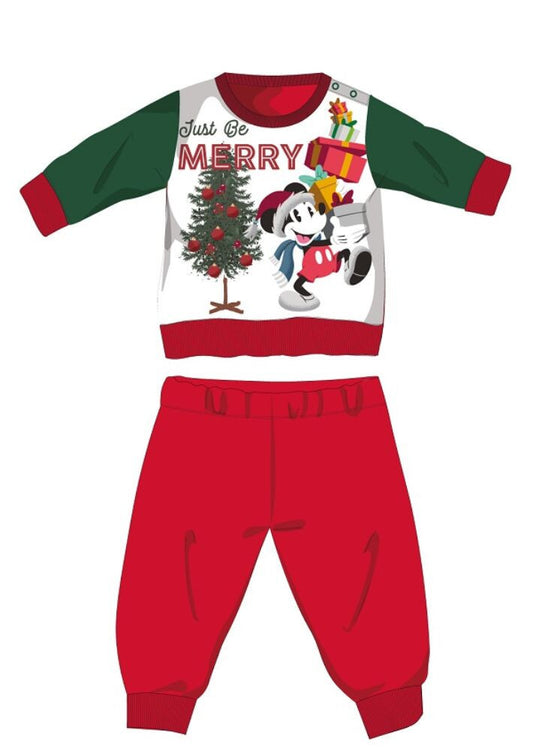 Disney Mickey mouse winter thick Christmas baby pajamas - cotton flannel pajamas - red-green - 86-0
